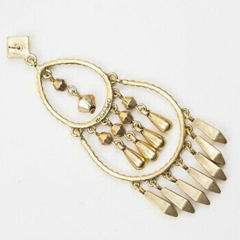 Stella & Dot | Vintage Gold Reverie Chandelier Shoulder Duster Tiered Earrings - Picture 11 of 12